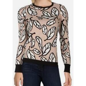 Anne Klein sweater long sleeve Leaf Print jacquard